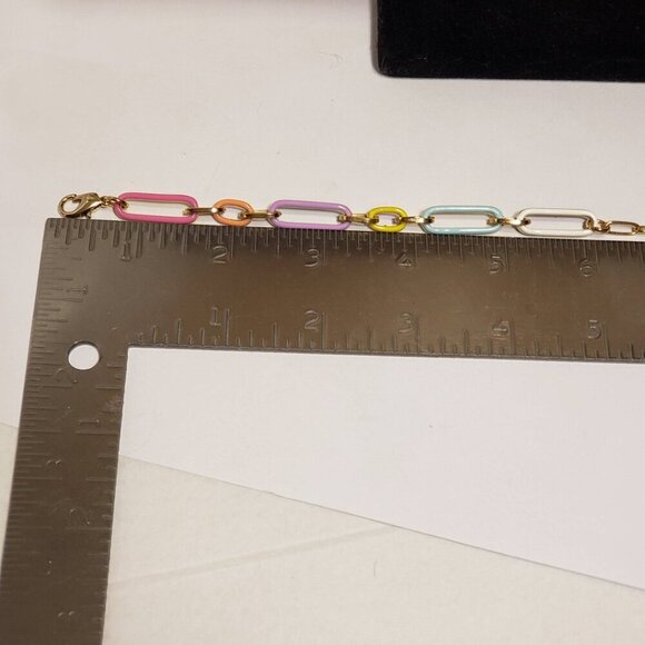 TOVA Reversible Bracelet Multicolor Paperclip Style Enamel  Approx 5.5" to 8" - Picture 9 of 12